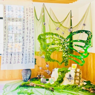 幼儿园春季绿色主题大厅区角环创布置材料自然植物角环境造景装饰