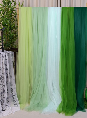 国风绿色纱幔网纱布料新中式古风婚庆环创背景装饰荷花节场景布置