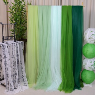 国风绿色纱幔网纱布料新中式古风婚庆环创背景装饰荷花节场景布置