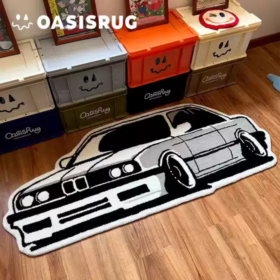 Trendy Retro Car Carpet Imitation Cashmere Floor Mat Foot Mat Personalized Creative Home Gaming Room Bedside Blanket Non-Slip Mat
