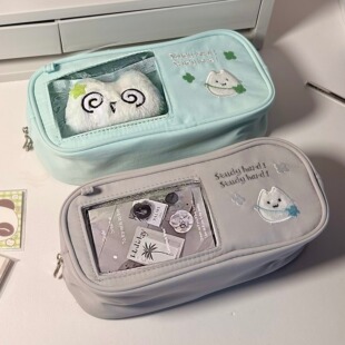日系简约四叶草痛包笔袋ins风高颜值大容量学生文具收纳袋铅笔盒