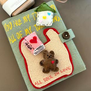 可爱小熊不织布卡册高颜值拍立得小卡照片收纳手工纪念相册收纳册