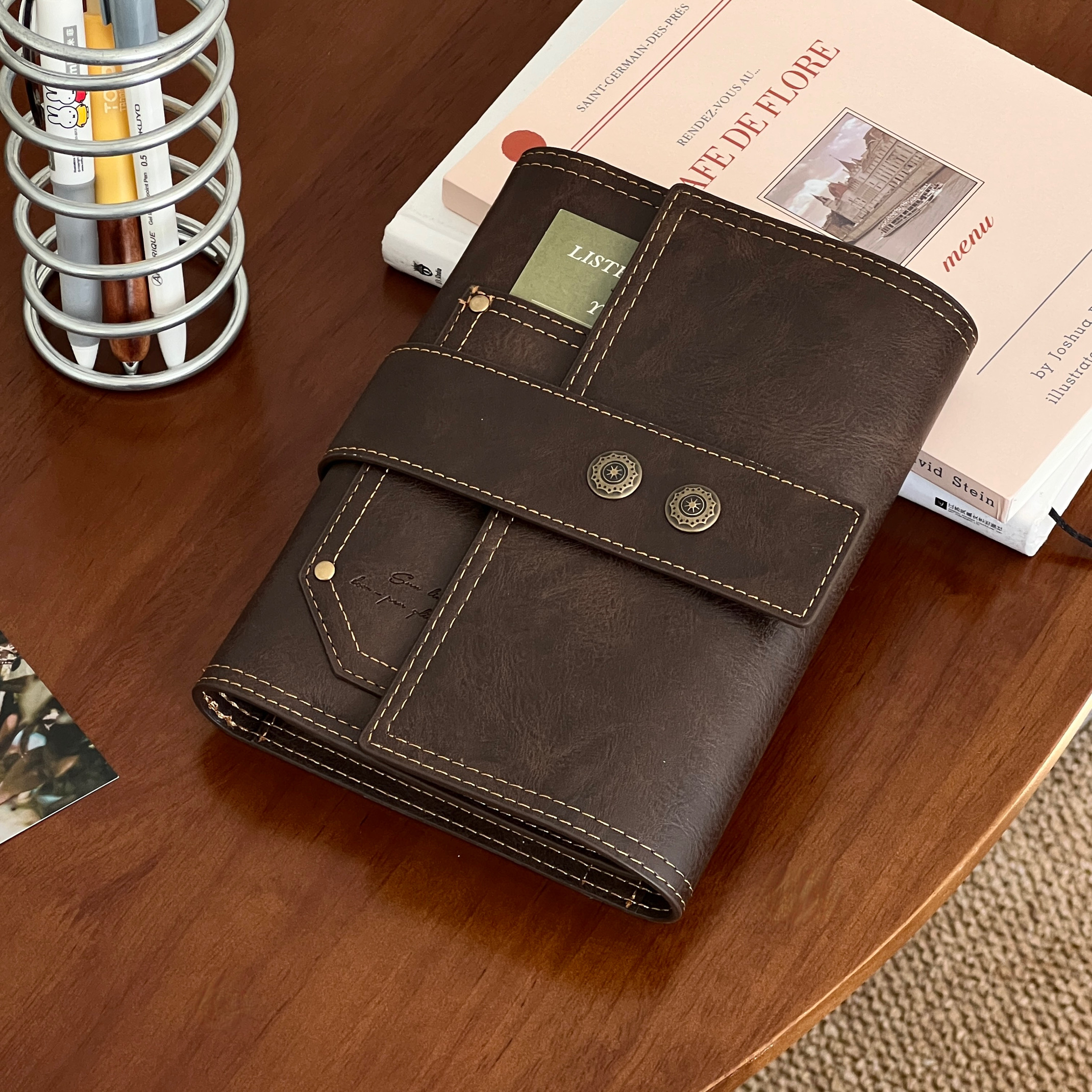 复古a6皮质手账本日程记事本