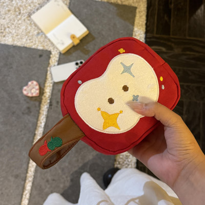 可爱红苹果刺绣手提收纳包便携