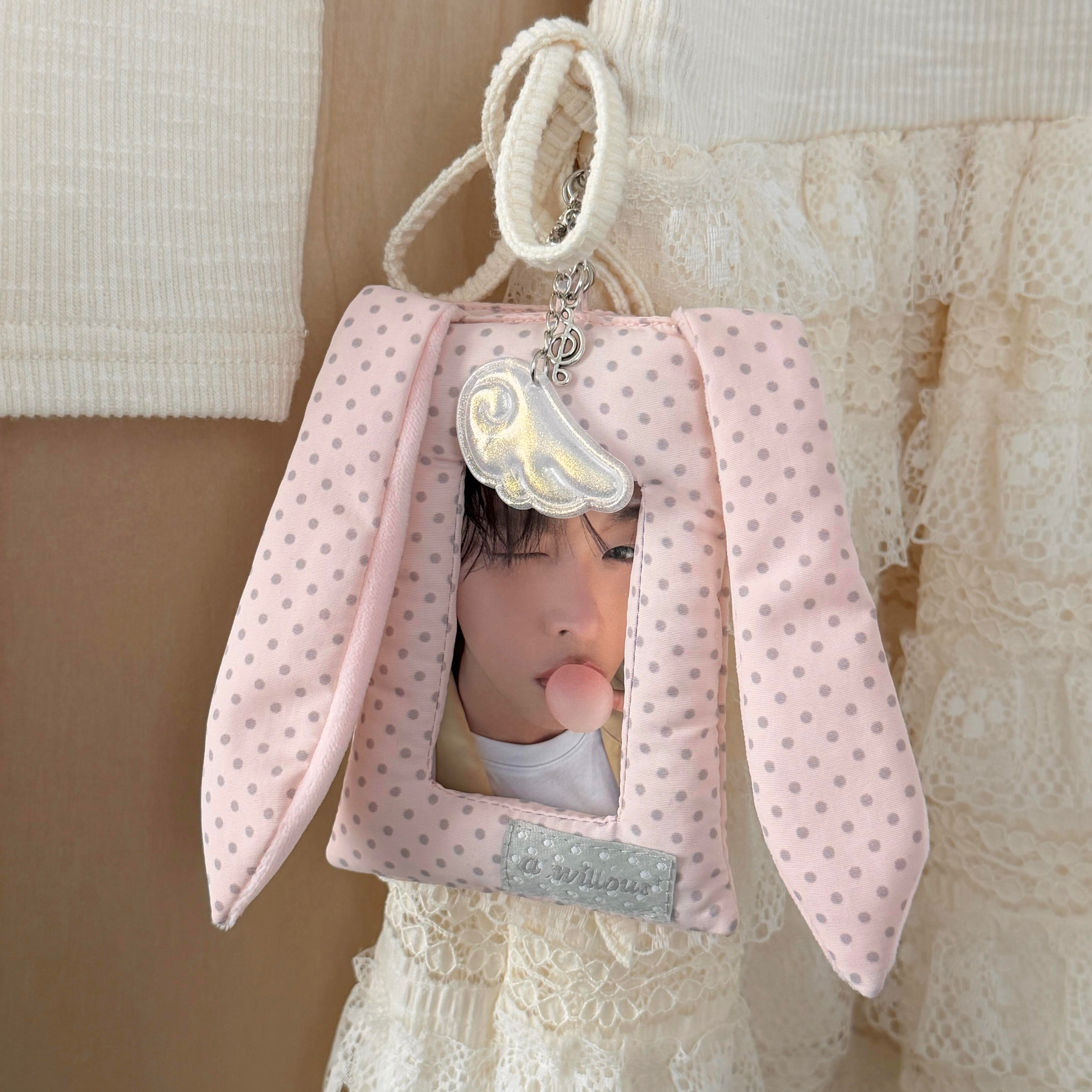 韩系兔耳波点小卡卡套ins风追星高颜值校园卡饭卡公交卡收纳挂件