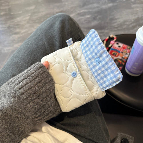 ins拉链卡包多功能纽扣零钱包