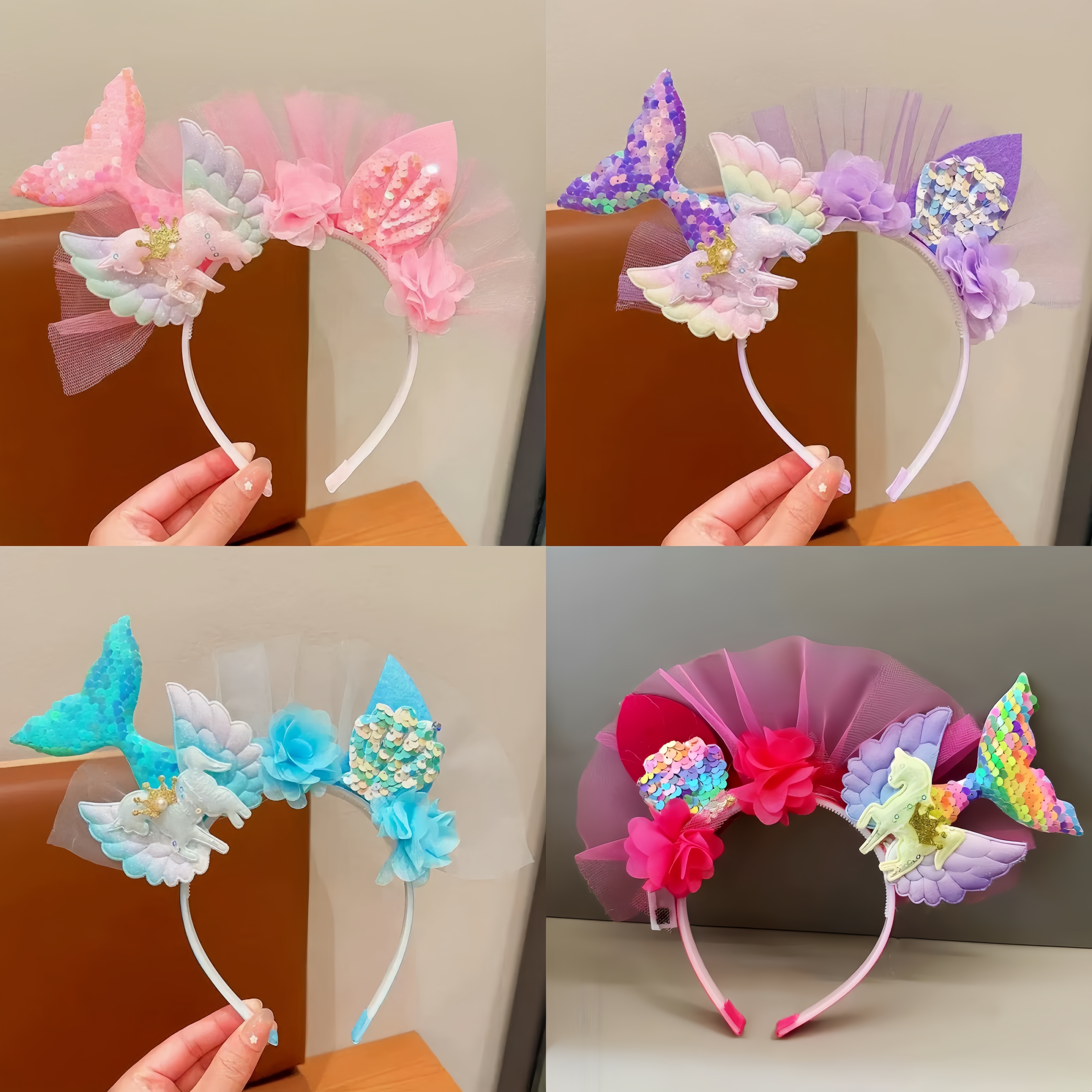 美人鱼发箍女学生公主亮片网纱