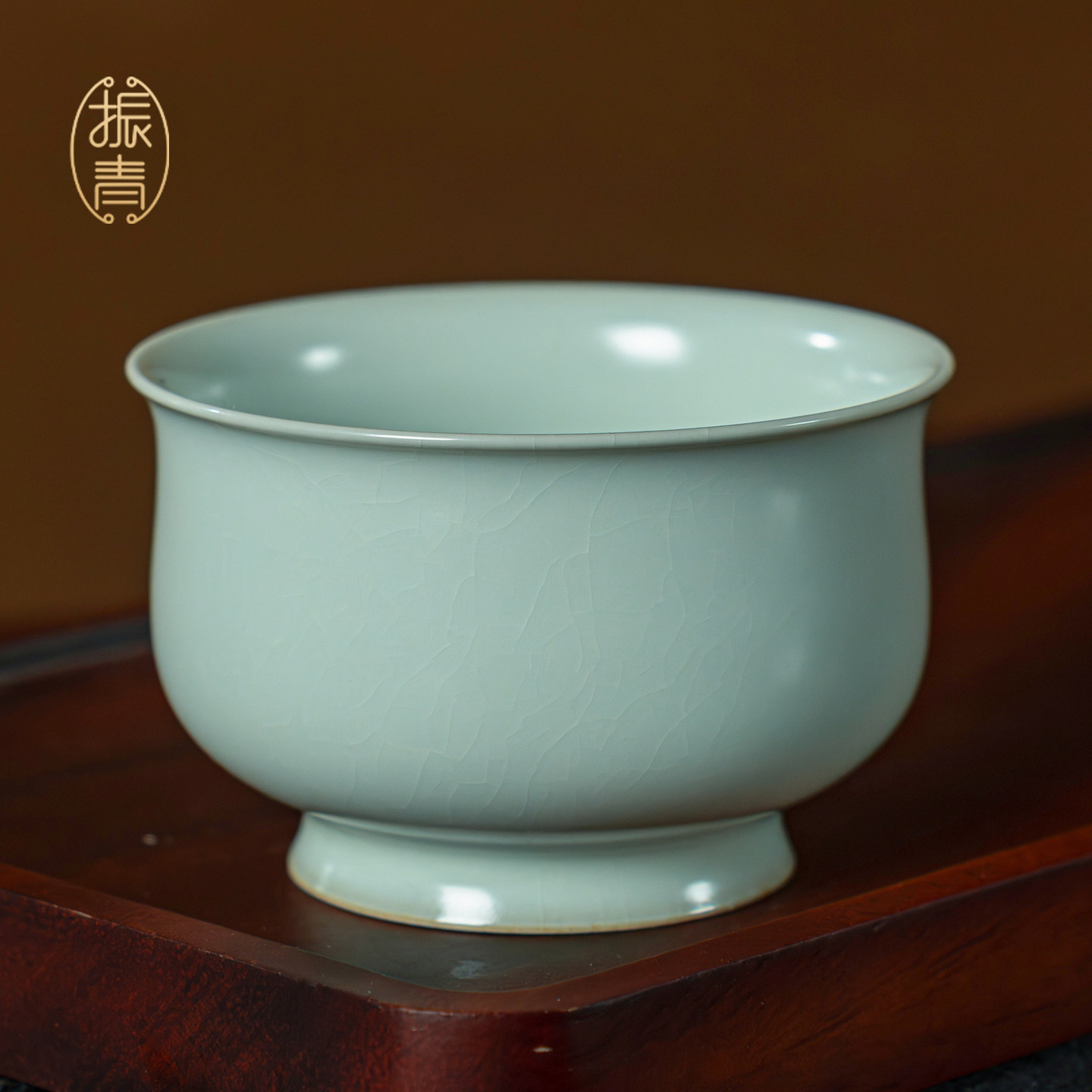 汝窑炉式杯主人杯单杯青瓷品茗杯中式景德镇手工薄胎汝瓷原矿茶杯