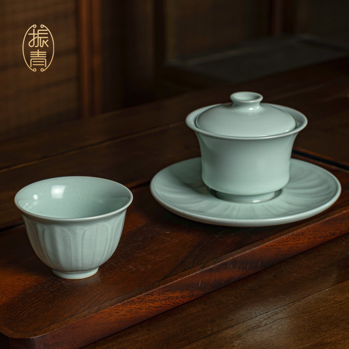 汝瓷开片盖碗功夫茶具套装一人饮图片