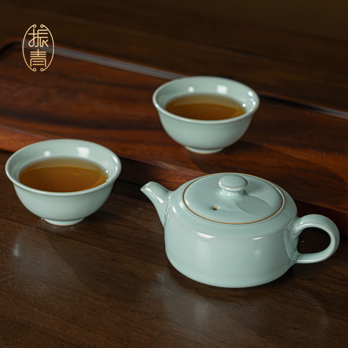 汝窑旅行茶具一壶二杯景德镇茶壶套装高档开片中式手工青瓷礼盒装