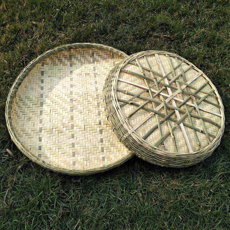 纯手工编织/天然竹编/无孔簸箕/有孔竹筛子/竹匾/无漆无胶/食品级