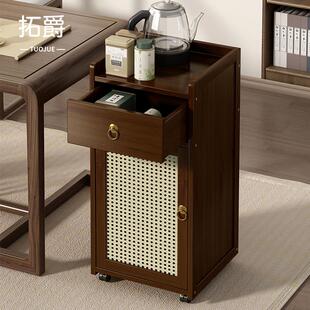 小户型可移动小茶几中古风茶台小型办公室茶桌侧边茶水柜2025新款