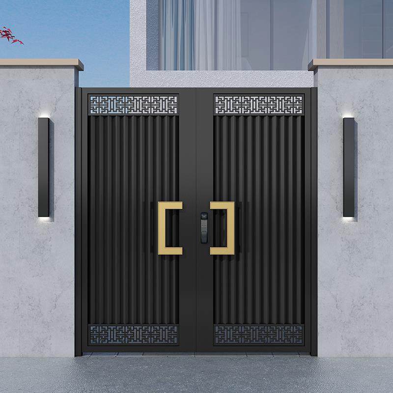铝艺庭院门别墅不锈钢大门花园户外栅栏门黑色院子单双开铝合金门