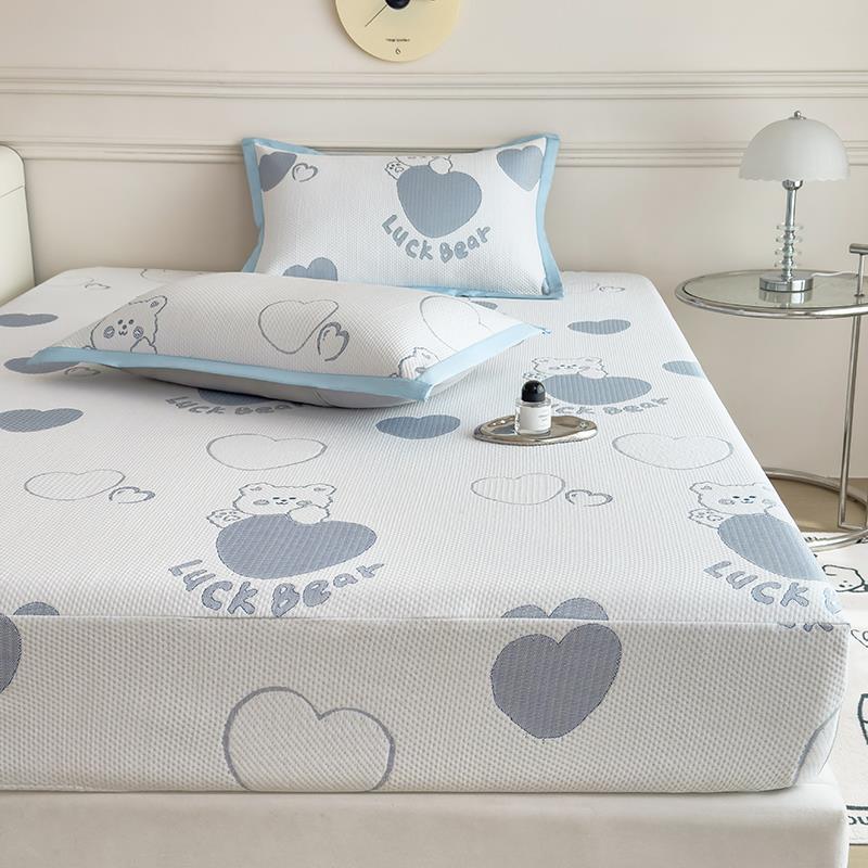 夏季A类可折叠凉席床笠款三件套卡通儿童席空调软席2025新款床席