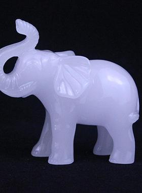 彷白玉大象摆件一对招财吸水象风水工艺品客厅电视柜装饰家居摆设