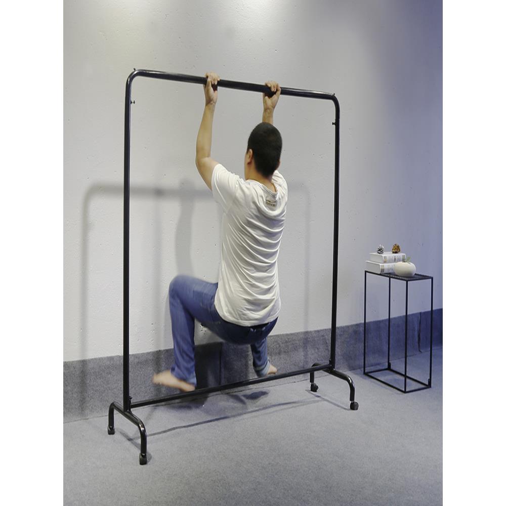 多功能晾衣架可移动带滑轮落地单杆简易置衣架铁艺房间挂衣架加粗