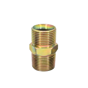 碳钢镀彩锌外丝C型转平口油管接头喇叭口液压高压直通60度凹坡口