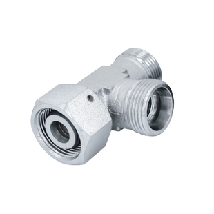 CC/CD卡套活接三通内丝螺纹24度锥液压碳钢高压三通液压油管接头