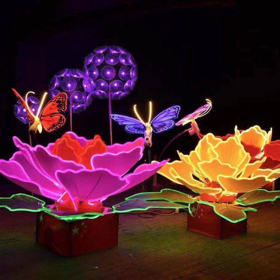 led动态牡丹花户外防水花开盛世造型美陈景观装饰灯光节城市亮化
