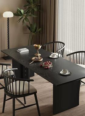 中式家庭4人黑色实木餐桌椅客厅接待客人吃饭桌椅饭店餐厅多人桌