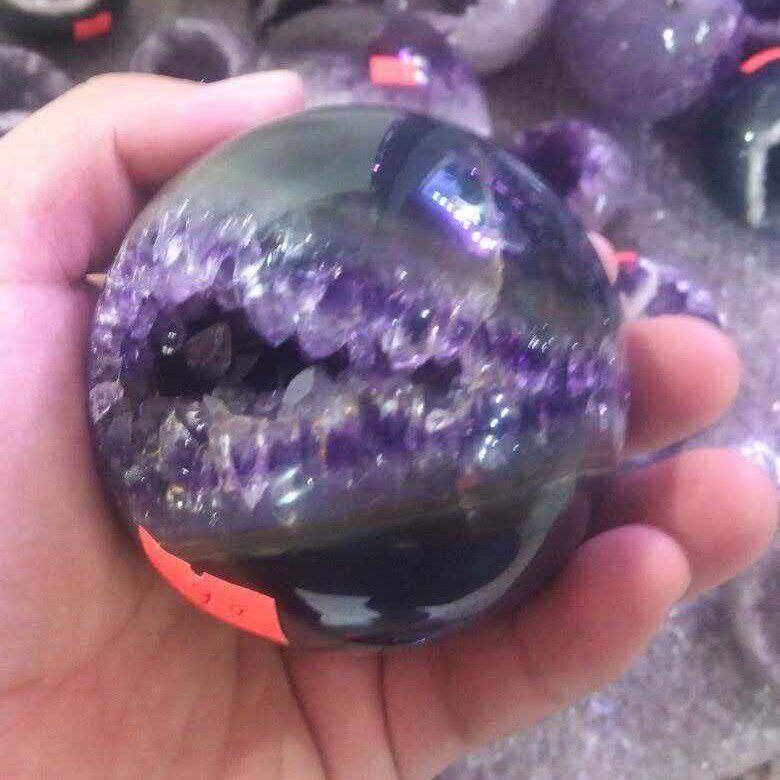 天然紫晶洞原石摆件乌拉圭紫水晶簇开口笑水晶球消磁净化招财进宝