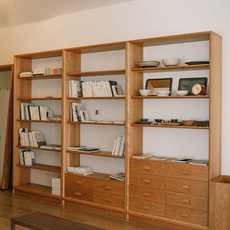 书房简约书籍储物靠墙书架北欧实木书柜家用客厅落地式收纳展示柜
