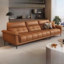 简约真皮沙发意式极简钢琴键小户型皮艺现代客厅轻奢直排新款沙发