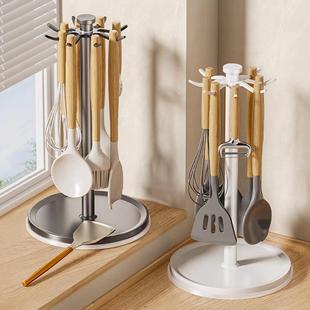 Y*h厨房旋转锅铲架台面家用挂钩置物架勺子铲子收纳汤勺厨具沥水