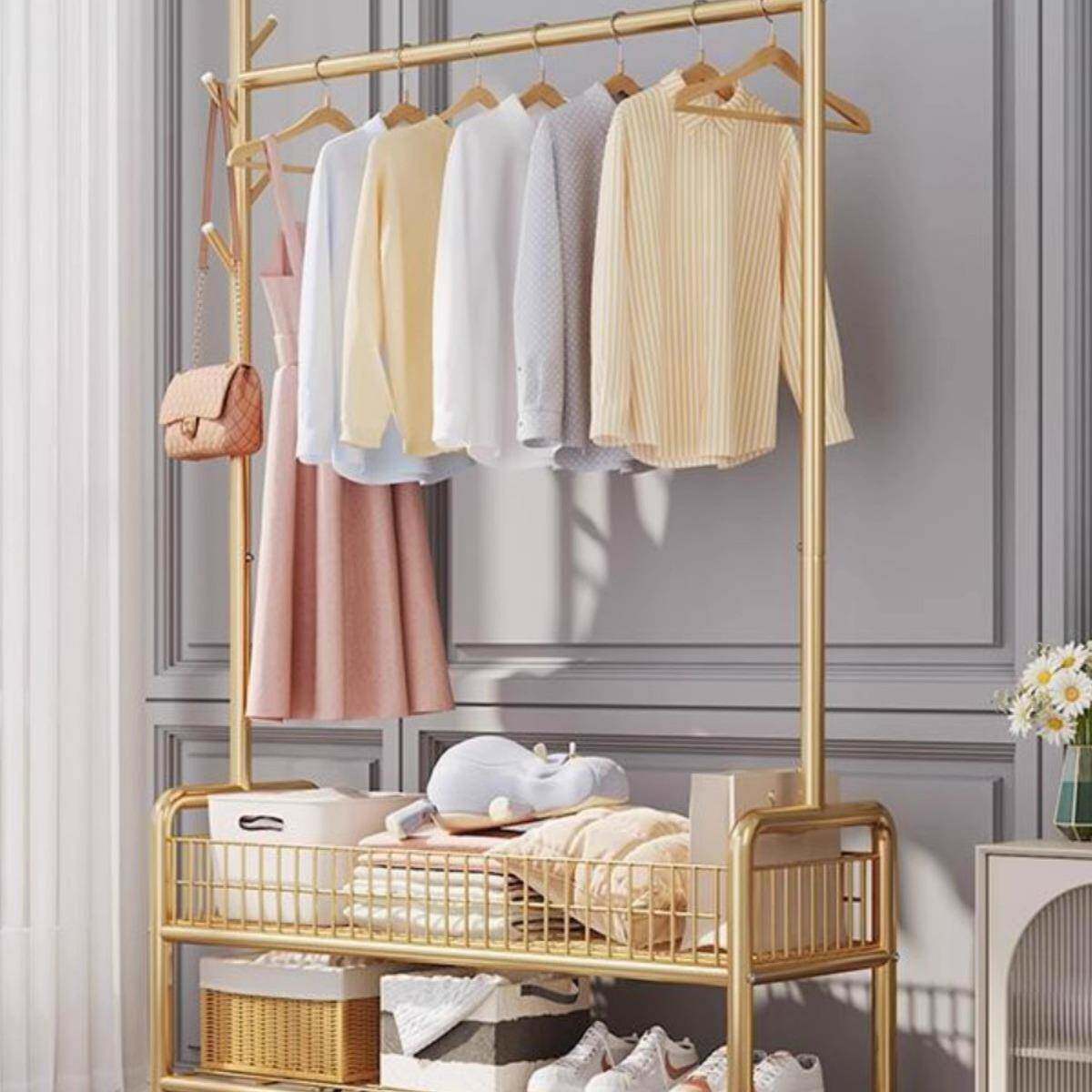树牙款衣帽架可移动简易衣帽架挂衣架北欧房间客厅衣服收纳架子