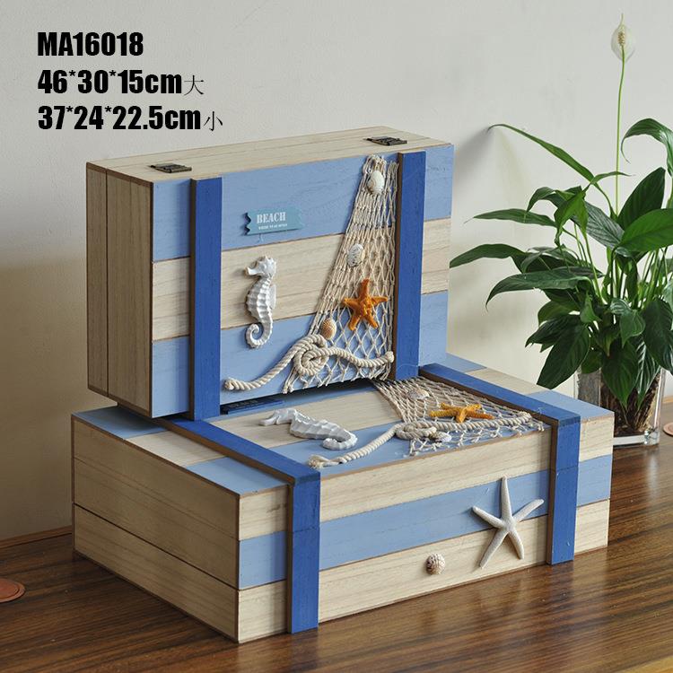 收纳箱家居木制储物箱地中海风格软装海洋家居饰品MA16018