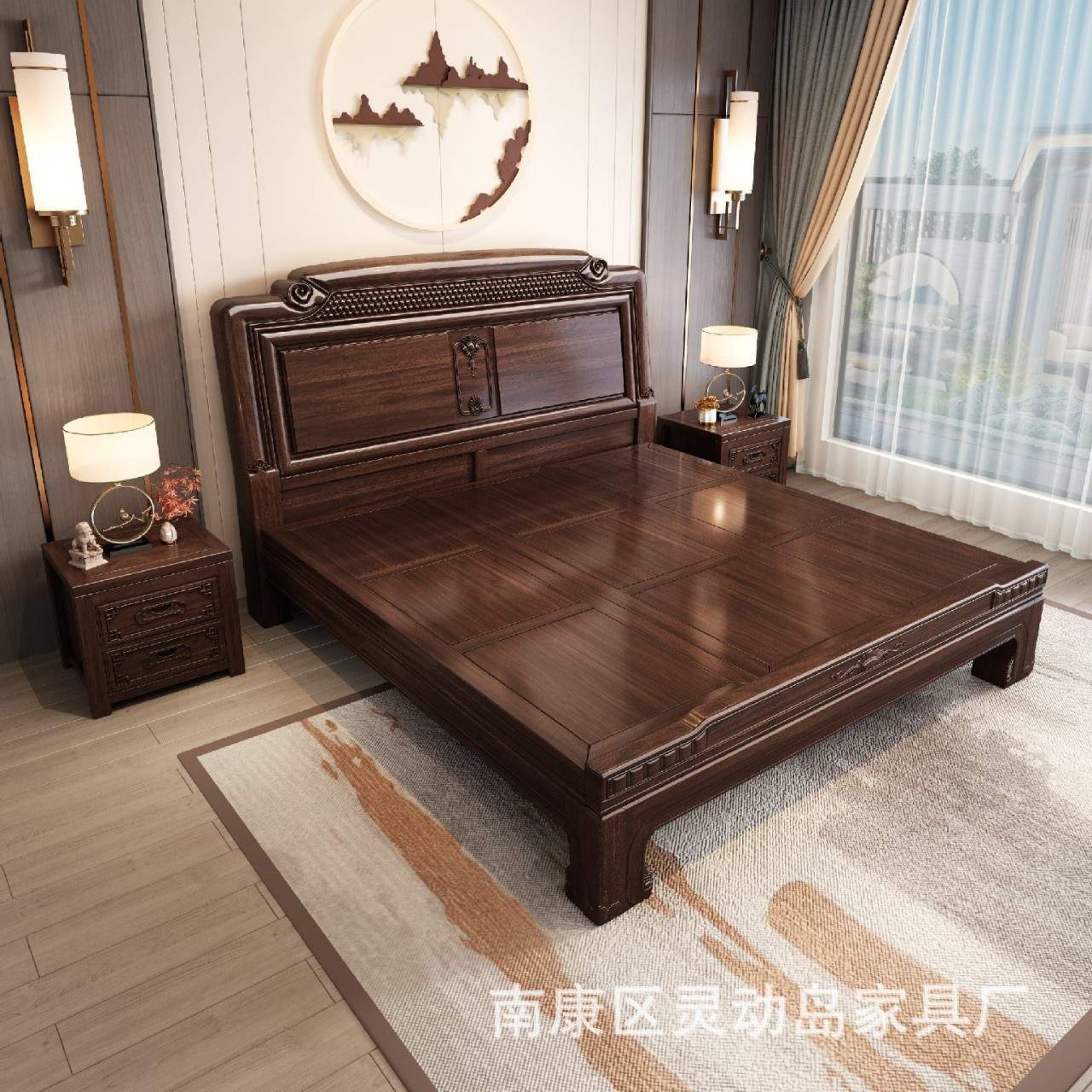 中式全实木床花梨木床主卧双人明清古典仿古婚床榫卯结构雕花