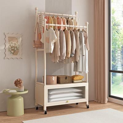 挂衣架落地卧室家用可移动挂衣服架子室内双杆晾衣架多功能衣帽架