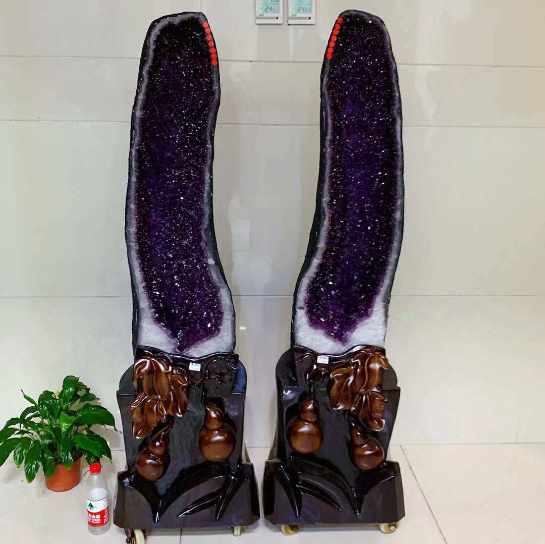 天然紫水晶对洞办公室摆件聚宝盆消磁摆件天然巴西乌拉圭水晶洞