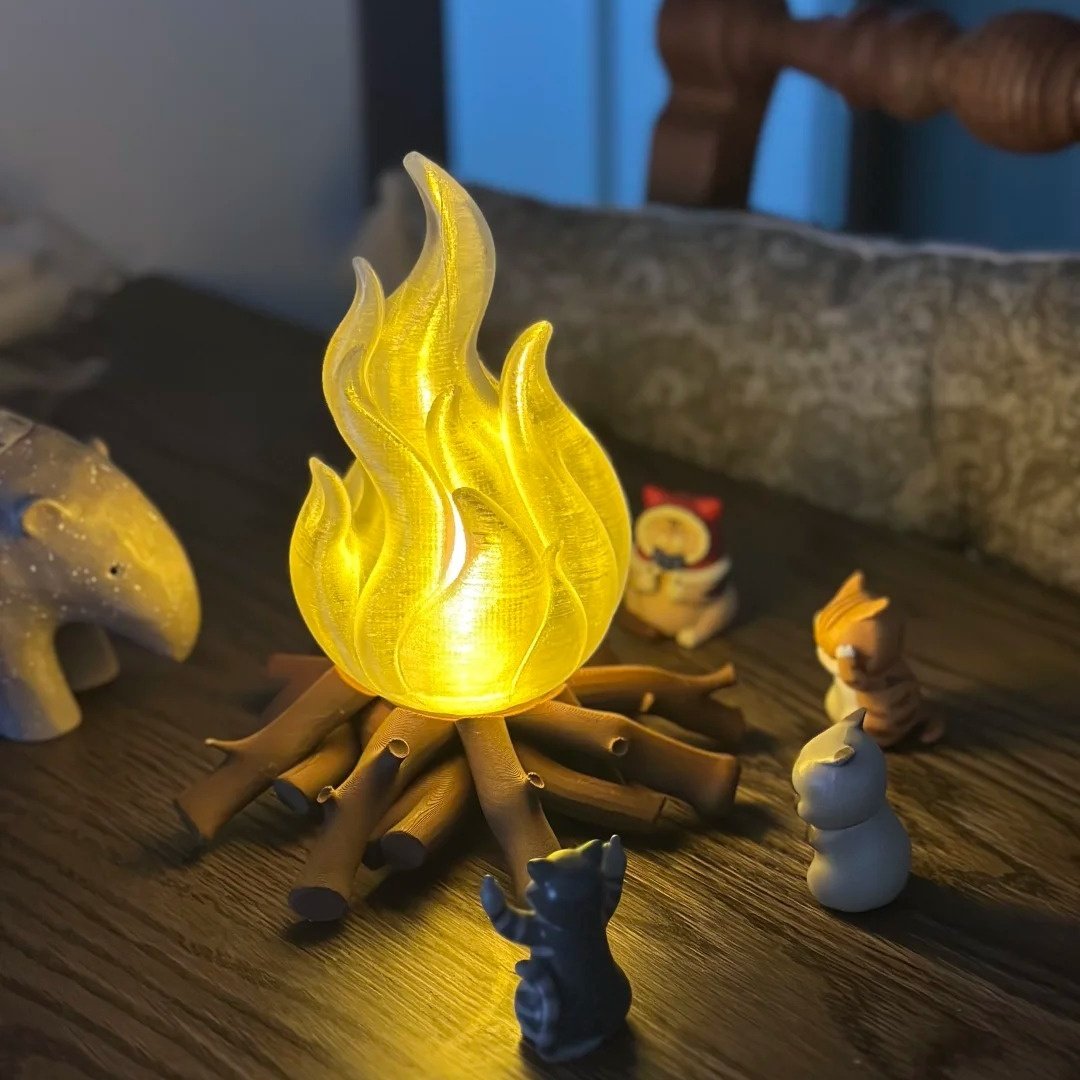 3D打印火柴堆小火苗氛围感小夜灯可变16色充电遥控送男女朋友礼物,家装灯饰光源,氛围灯,淘宝优惠券,粉丝福利购,淘宝优惠卷