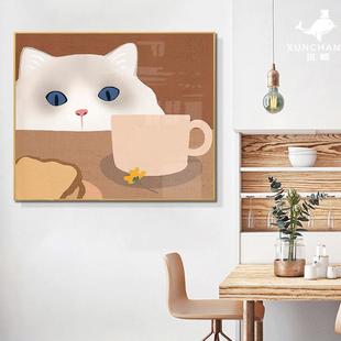 饰画家用电源总开关遮挡挂画强电箱多媒体盒 卡通猫咪可爱电表箱装
