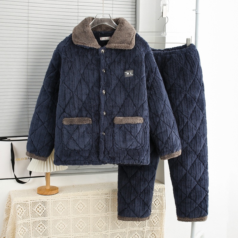 冬季加绒加厚珊瑚绒家居服