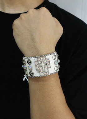 原创十字水钻手镯小众设计百搭Y2K潮酷个性不撞款手环手镯