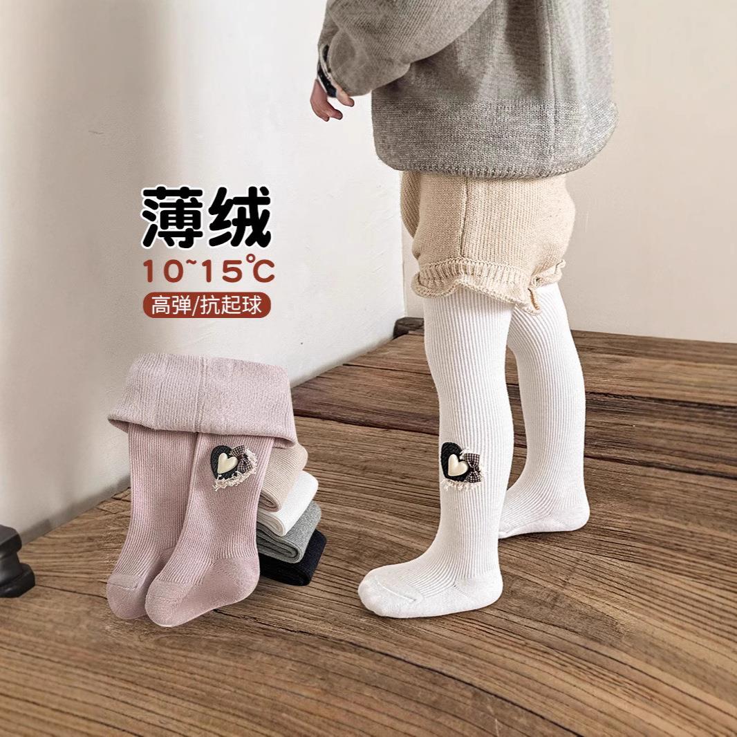 秋冬款女童连裤袜薄绒儿童裤袜纯色保暖宝宝打底裤百搭连体袜加厚