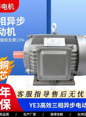 YE3三相异步电动机380v0.75w1.1w1..5WYE3高效全铜电机