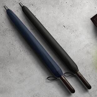 24骨防风长柄雨伞创意复古实木柄男女手动直柄加固结实防雨晴雨伞