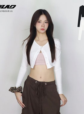 大佬街舞潮牌针织开衫短款露脐jazz辣妹减龄显瘦日常小众ins5051