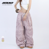 工装 裤 美式 大佬街舞潮牌jazz雾粉迷彩裤 辣妹废土风阔腿裤 7933