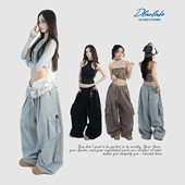 大佬街舞潮牌原创工装 卫裤 大口袋飘带jazz辣妹显瘦hiphop嘻哈5763