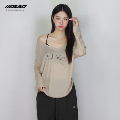 显瘦长袖遮肉街舞v领氛围感潮牌