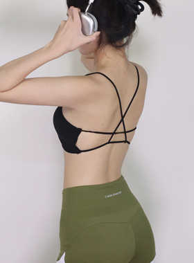 大佬街舞潮牌街舞运动美背交叉露背带胸垫瑜伽内衣不可拆卸0899