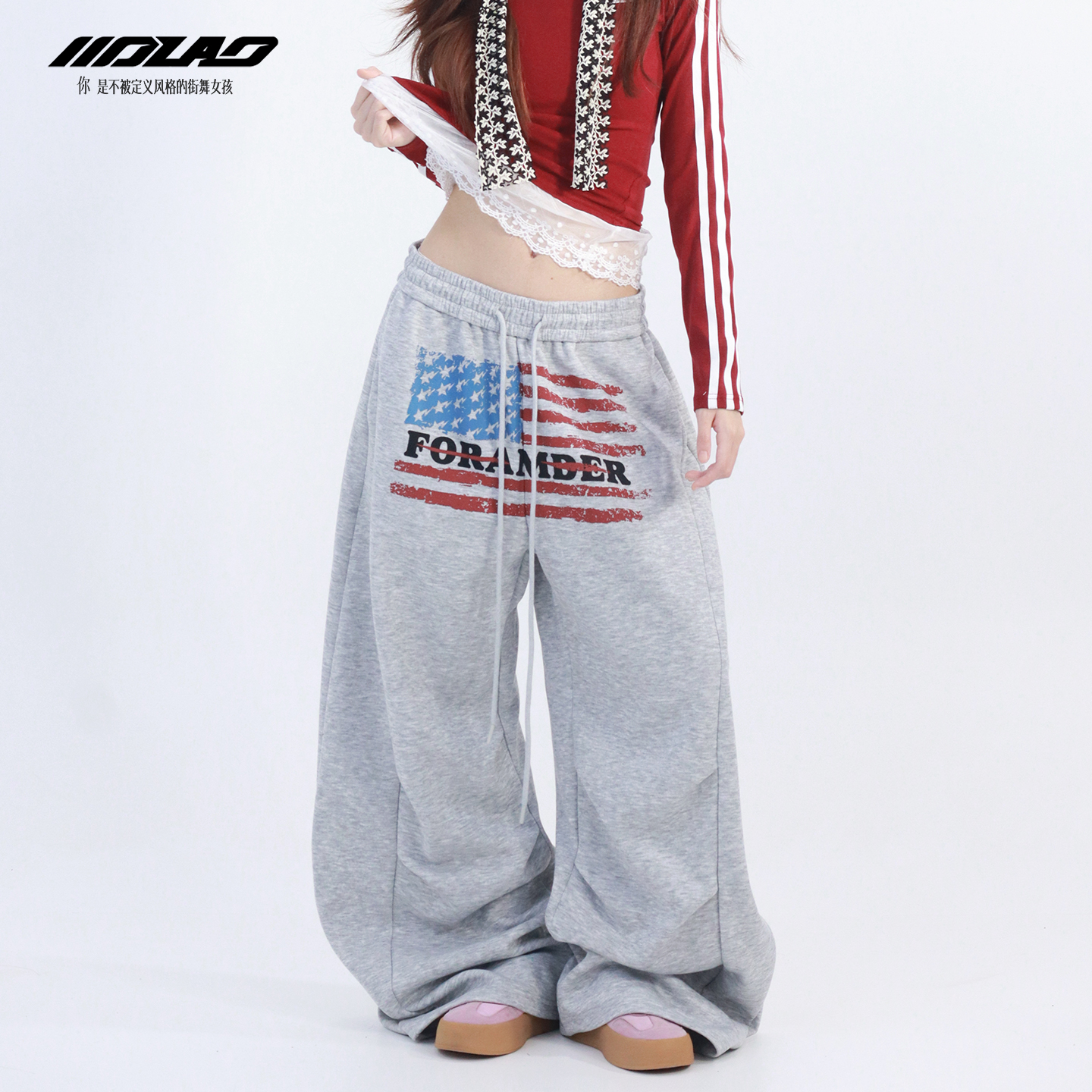 美式jazz字母印花运动卫裤