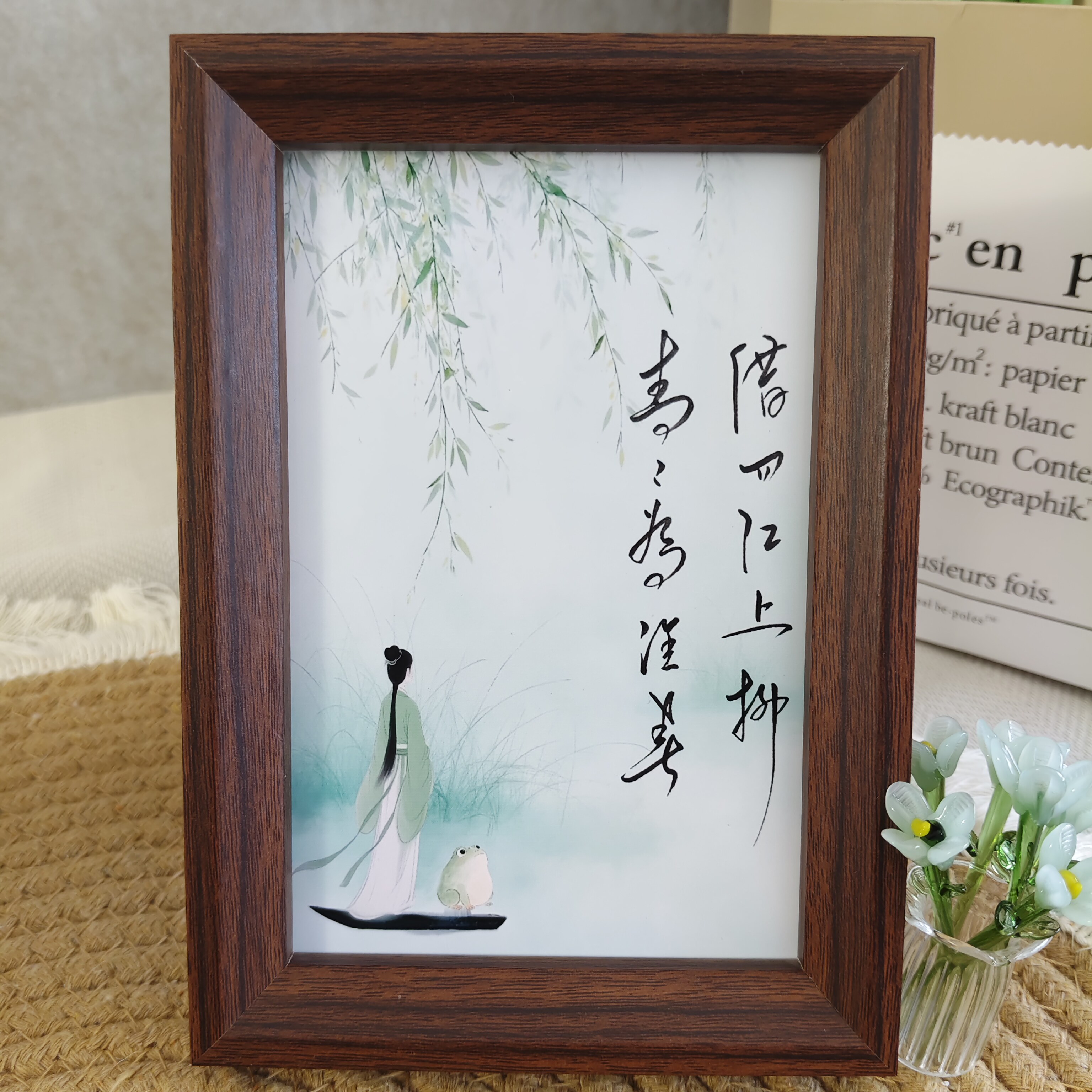 古风画摆台桌面装饰禅意相框摆件