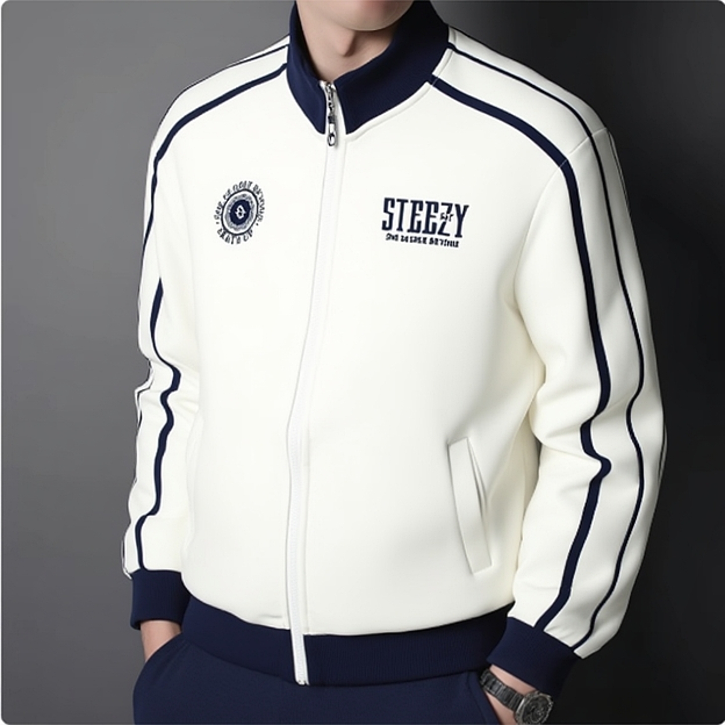 361男装开襟卫衣专柜正品2025秋季新款含棉立领休闲外套9053A