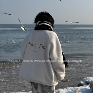 宽松休闲 Kim外套刺绣字母羊羔毛外套女秋冬新款 韩国正品 Matin