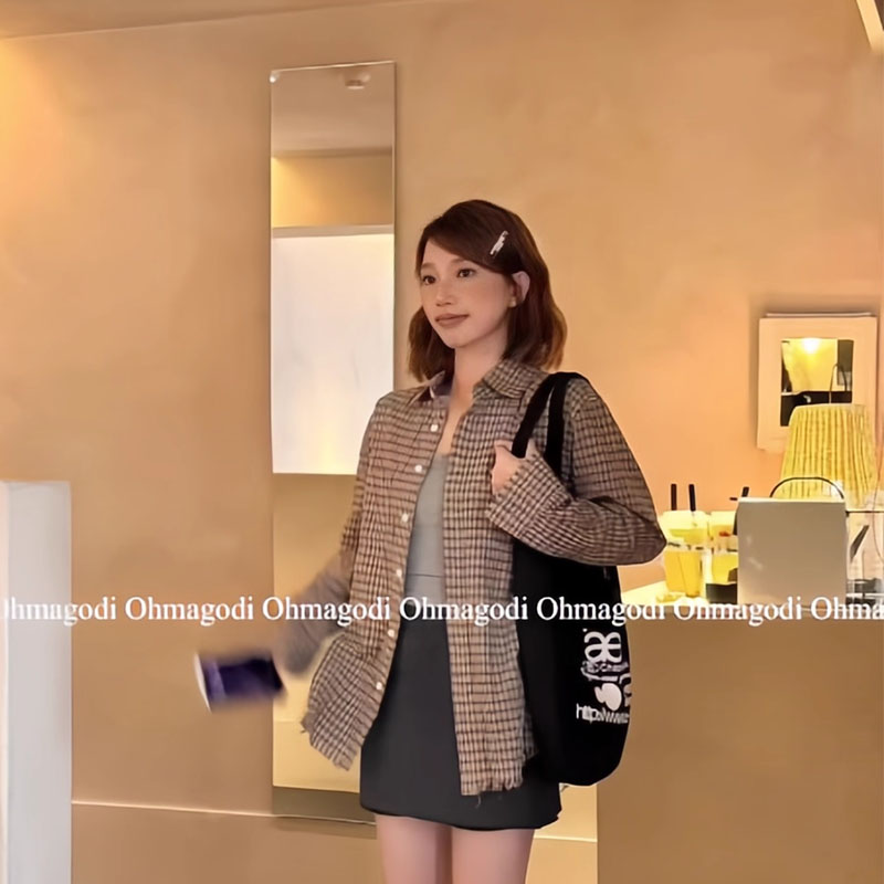 韩国正品aeae格子衬衫日系长袖